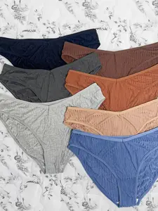 Women's Ribbed Triangle Briefs Set of 7, Breathable Comfortable Skin-Friendly, V-Neck Design, Casual Style, All Seasons Wear