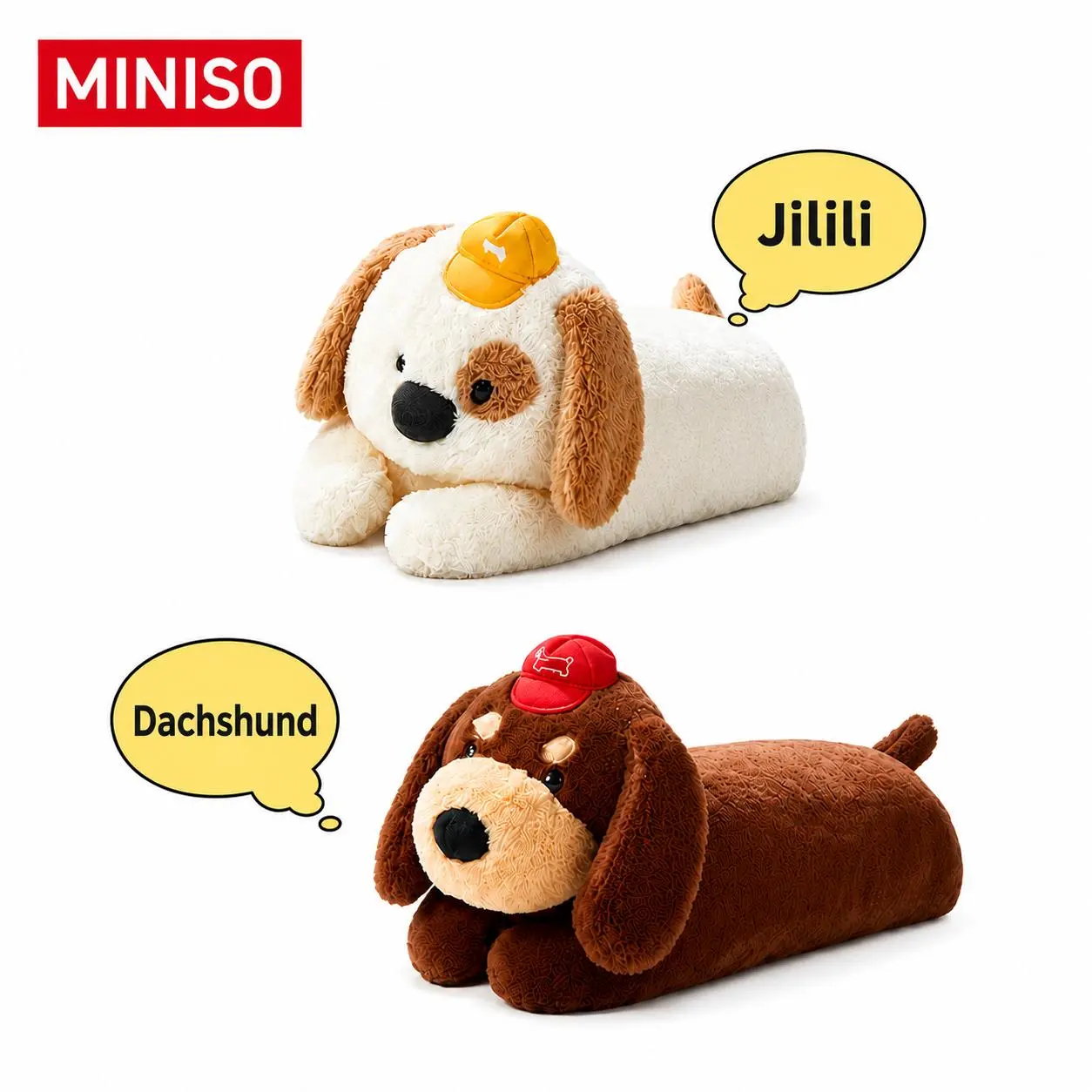 MINISO Buddy Friends Series Long Plush Companion - Cute Animal Design Soft Cuddly Gift, Stuffed Animal Collectibles, Decorative Stuffed Toy Pillow for Kids, Dog Lovers & Room Decor, Huggable, Back To School