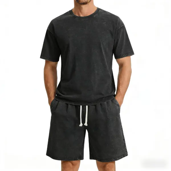 Black + washed black shorts