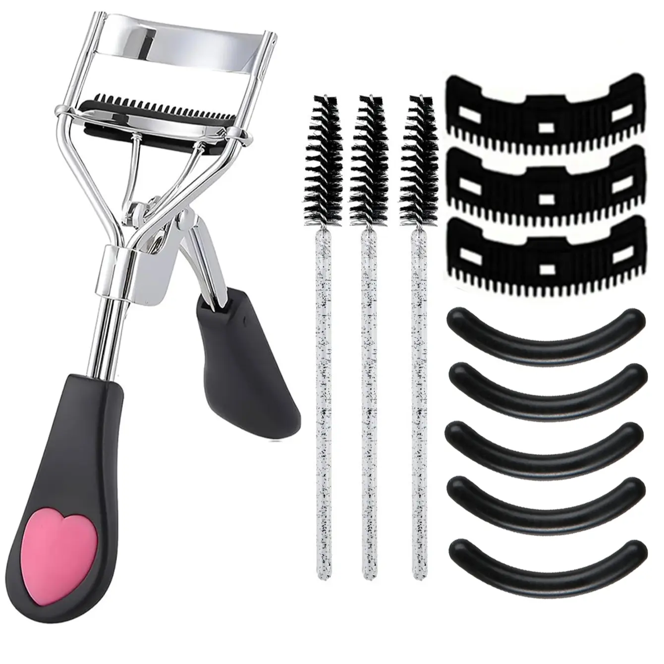 12pcs Eyelash Curler Set, 1 Eyelash Curler With 3 Replacement Brushes, 3 Eyelash Combs, 5 Replacement Pads For Women To Achieve Dramatic Curl, Curling Lashes, Eyelash Curlers Pad, Beauty Cosmetics