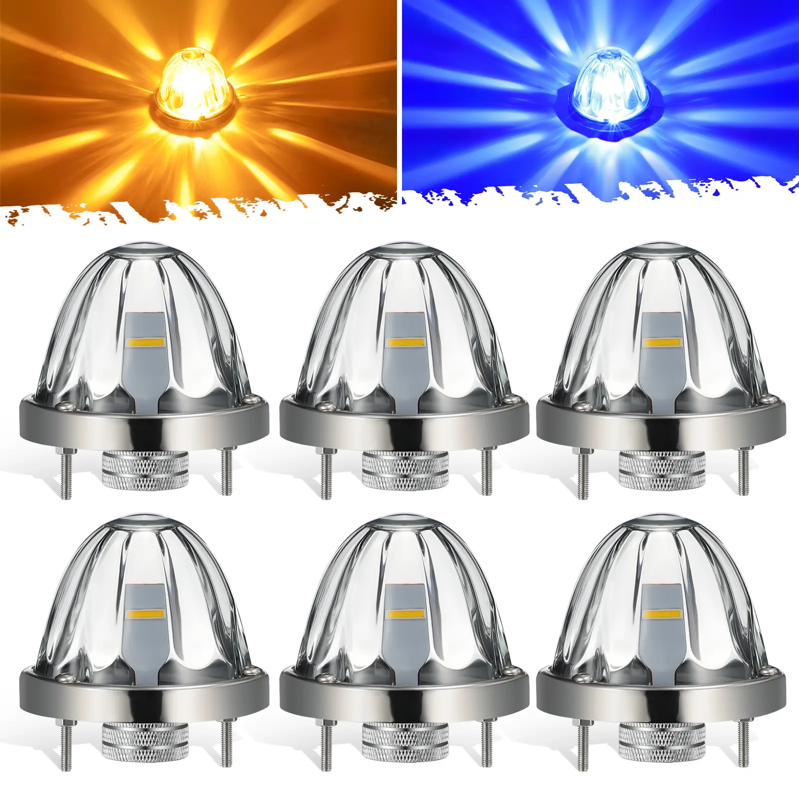 Amber/Blue Light-Clear Lense-6 Piece-No Bracket