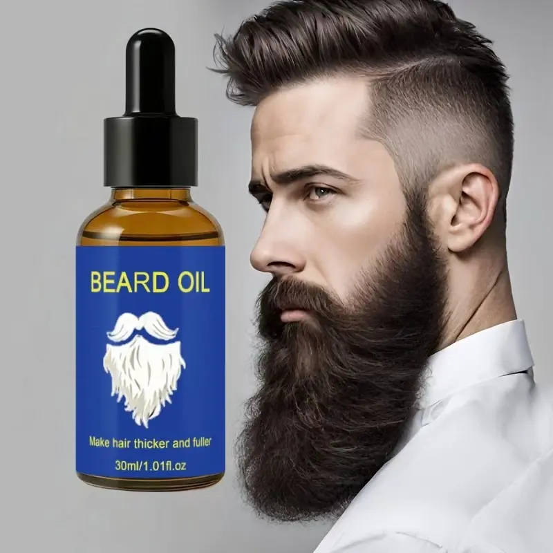 Men's Beard Oil Essence, Moisturizing Hydrating Light Formula with Hyaluronic Acid & Rosemary, Beard Care, Moisturizes Coarse Beards, Non-Greasy, Healthy Shine, 30ML