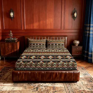 Bohemian Fitted Sheet Set, 3 Pieces (1 Fitted Sheet + 2 Pillowcases, No Pillow Insert Included), Ethnic Retro Style Comfortable Bedding, Breathable Deep Pocket Design, Ideal for Teens and Adults Bedroom, Perfect for Family Use and as a Gift