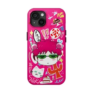 Rose Pink Film Shell Anime Saiki Kusuo INS Phone Cases for IPhone 17 Promax Pro Air 16 Plus 15 14 13 12 11 Glossy HD Hard TPU PC Unique Artistic Cover Protection