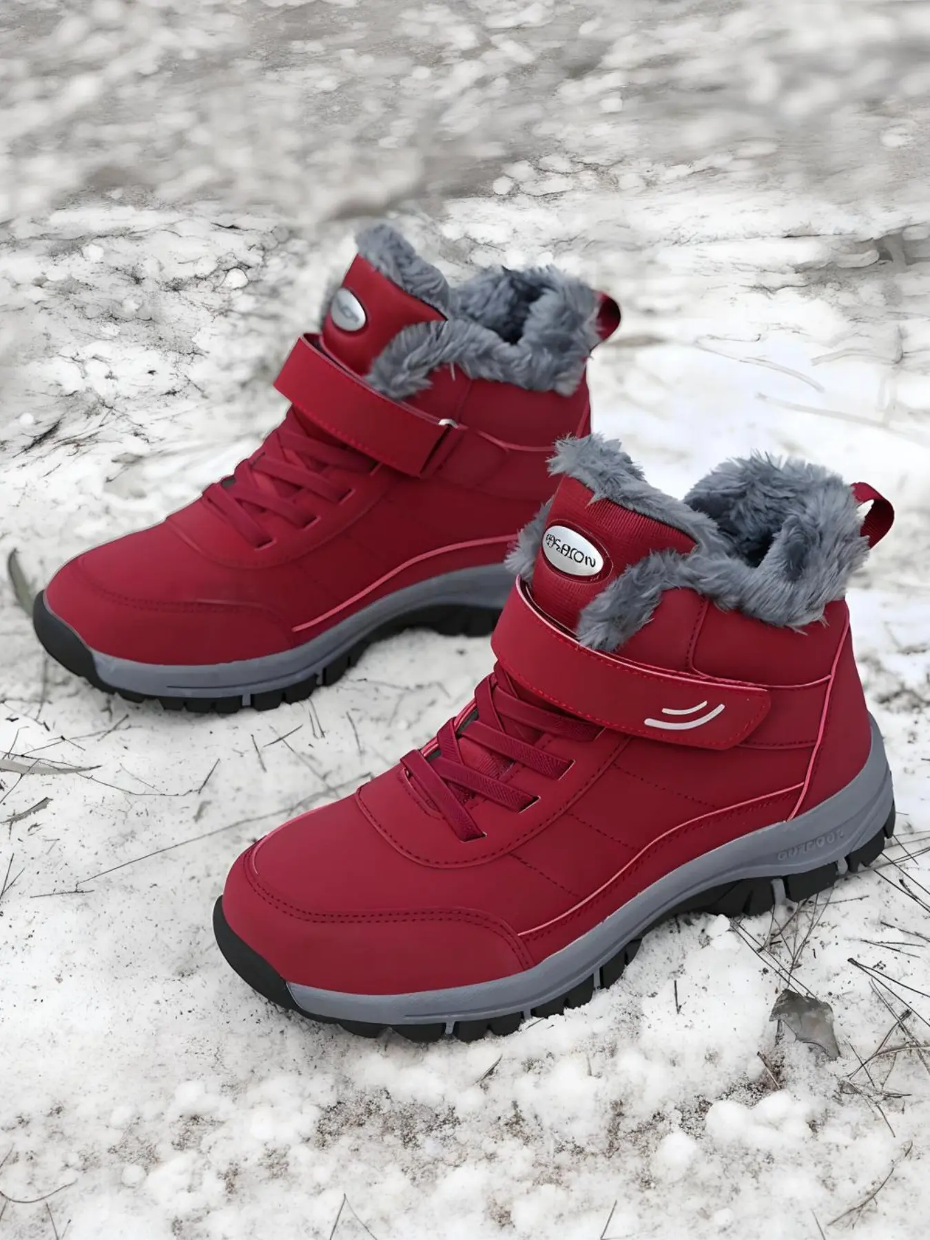Men's Fashion Snow Boots, Fleece Lined Warm Shoes, High Top Winter Outdoor Footwear, Non-Slip Breathable Daily Wear, Outdoor Sports Boots