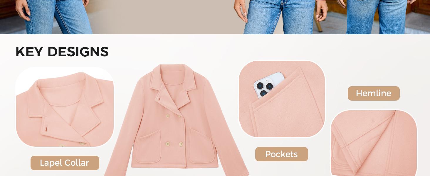 FISOEW Women's Sweatshirt Blazer Preppy Style Cropped Jacket Casual Elegant and Stylish Outerwear for Daily Wear Brunch & Campus #Springtok #ValentinesDay SpringStatements