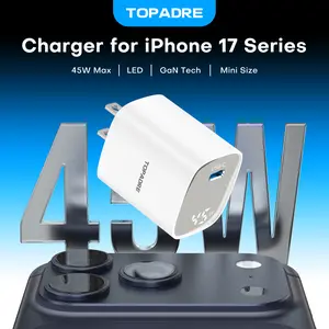 45W USB-C GaN Fast Charger with 3.3ft Charging Cable, LED Display, Type-C PD Fast Charging Adapter, Fast Charger for iPhone 17 Pro/17/16/15 pro max, Samsung Galaxy S25 S24 Ultra, Tablets - White Set