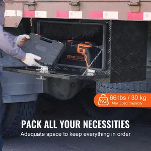 VEVOR Underbody Truck Box, 36x 14x 16 Pickup Storage Box, Heavy Duty Aluminum Diamond Plate Tool Box with Lock and Keys, Waterproof Trailer Storage Box with T - Handle Latch for Truck, Van, TrailerVEVOR Super Brand Day