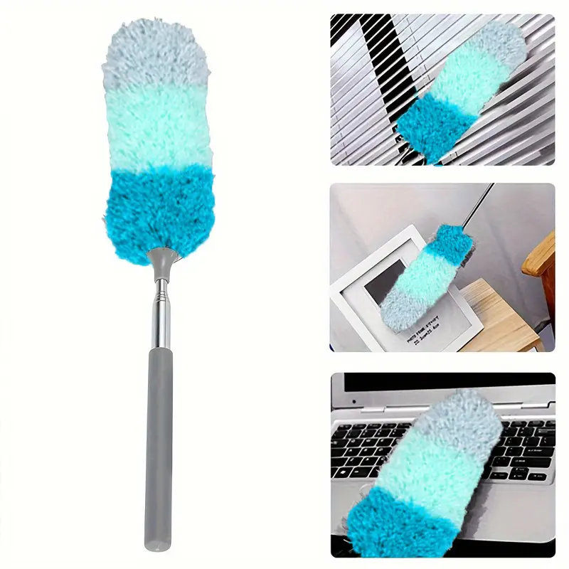 1 Pack Household Adjustable Extendable Bendable Retractable Microfiber Head Duster, Reusable Washable Home Cleaning Tool & Dust Wipe