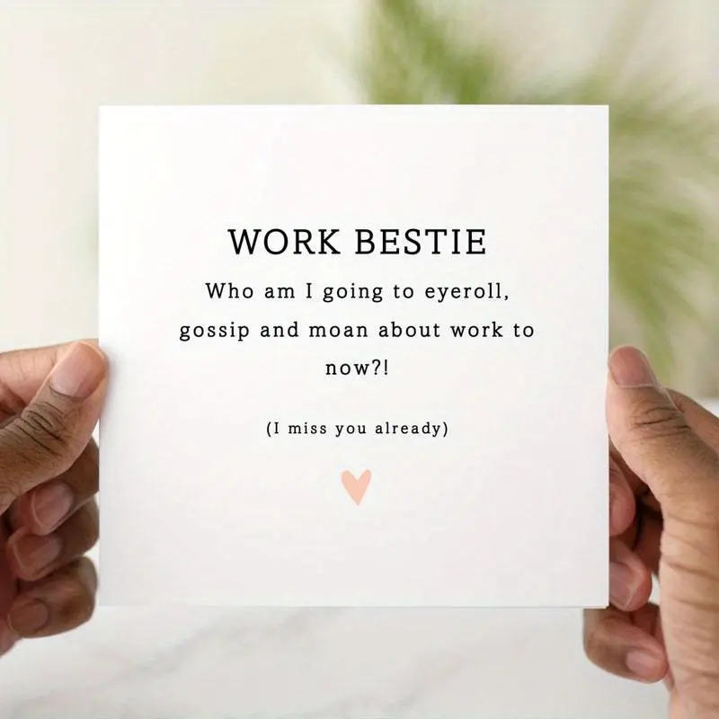1pc Work Bestie Card - Leaving Card For Work Bestie - Leaving Card - Colleague Card - New Job Good Luck - Co-worker - Congratulations Funny Card, Positive Message Card, Greeting Card, Card Design