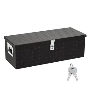 【GARVEE】Heavy Duty Aluminum Diamond Plate Tool Box Chest (Black, 30*13*10'')