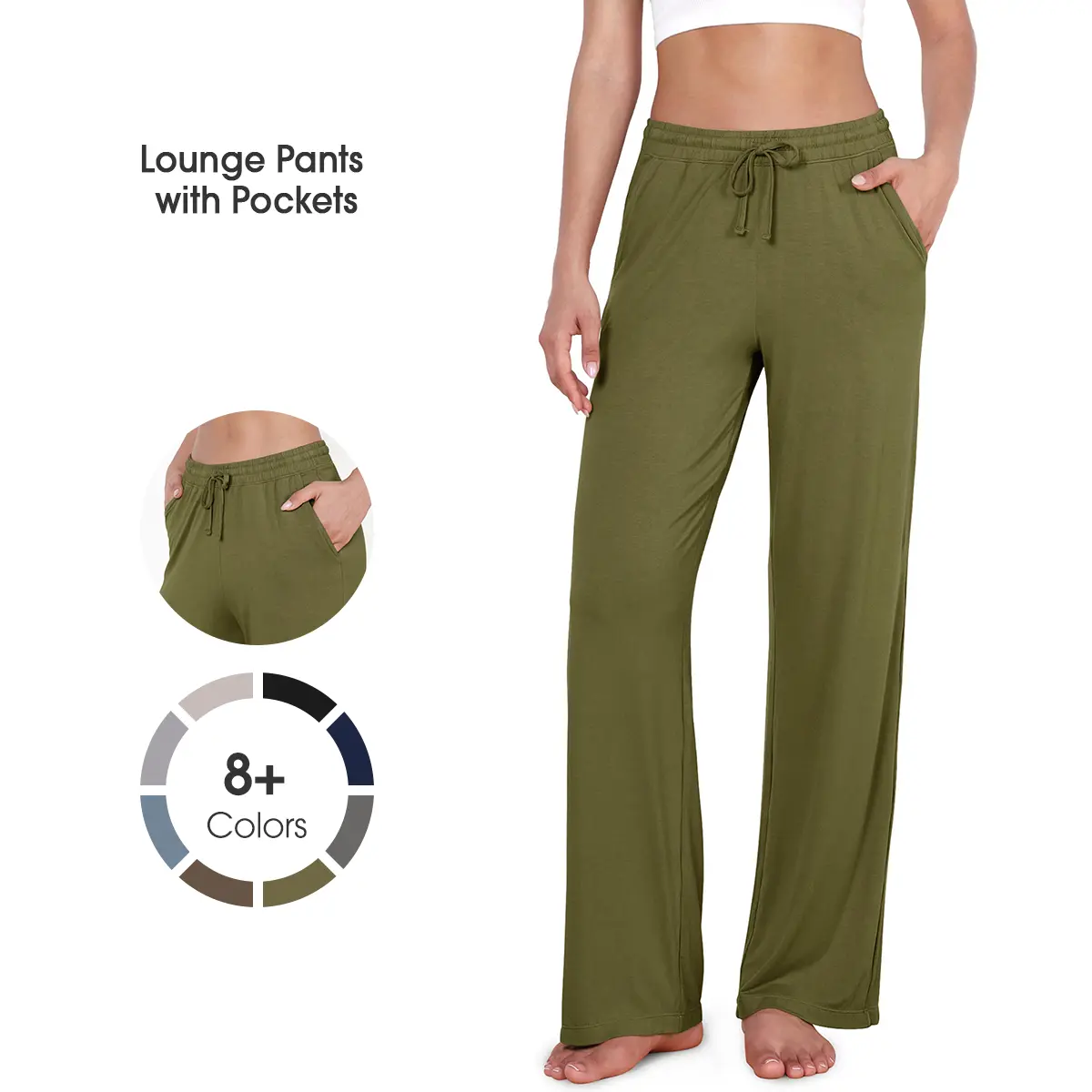 ODODOS Women's Lounge Pants with Pockets Drawstring Lightweight Loose Comfy Casual Pajama Pants-28/30" Inseam summerwins