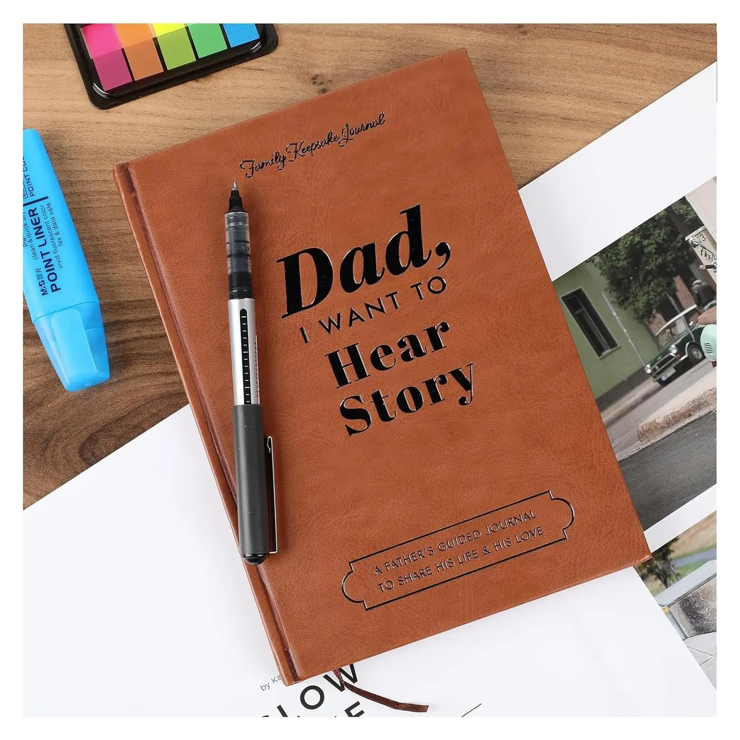 Dad I Want To Hear Your Story Guided Journal, Leather Hardcover Keepsake Notebook, Ideal Father's Day Gift for Fathers (Office Stationery Notebook)