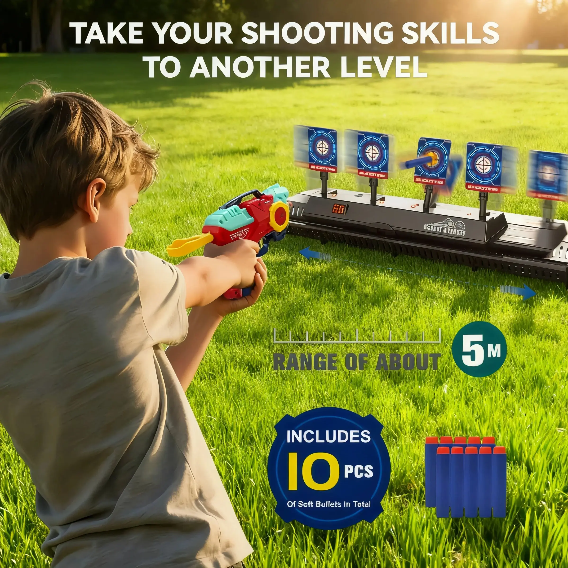 Electronic Moving Shooting Target Toy – Auto Reset, Sound & Light – Compatible, Blasters – Fun Gift for Kids Ages 5+ toys nerf gun target nerf targets nerf guns nerf accessories nerf guns 5-7 year old nerf gun targets nerf gun accessories