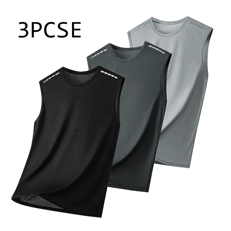 Men's Fitted Casual Sleeveless Vest - Plain, Comfortable, Breathable, Quick-Dry Fabric, Korean Streetwear Style, Suitable for All-Day Wear, Menswear Tops