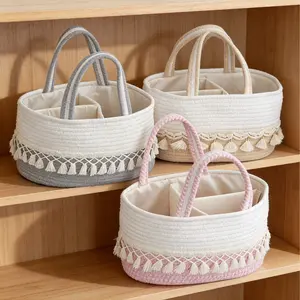 Large Colorful Fringe Diaper Basket Toy Storage Basket, Laundry Room Organiser, Clothes Baskets, Laundry Room Organizer, Handwoven Detachable Portable Practical, Model Xinghao, No Ca Prop 65