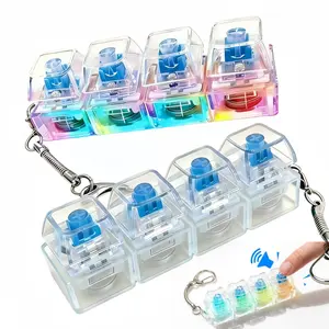 Keyboard Fidget Toy,Keyboard Fidget Keychain,4-in-1 Stress Relief Clicker Toy, Keyboards Button Finger Clicker for Anxiety Relief,LED Light Keychain Fidget Sensory Fun Toys Gifts for Kids & Adult