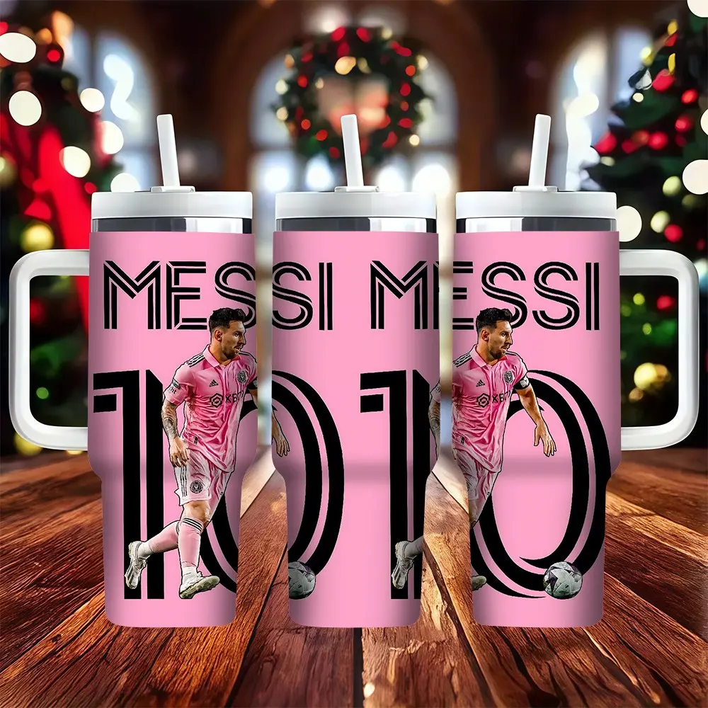 1pc Messi 10 Large Capacity Car Water Bottle, 40oz Stainless Steel Vacuum Insulated Cup, Tumbler with handle, Drinkware Flask - suitable for coffee, tea - Perfect for fans for daily use, and hydration during workouts