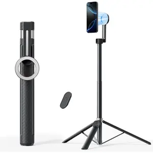 65"  Tripod for  with Remote, Selfie Stick for  Magsafe, Cell Phone Tripod Stand for Recording, Travel Tripod Compatible with 16/15/14/13/12 Series (Black )