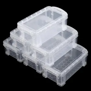 6 Pcs 5'' x 3'' x 1.8'' Mini Clear Plastic Boxes Small Storage Containers with Locking Lids Multipurpose Organizers for Crafts Stationery Jewelry Sewing Accessories