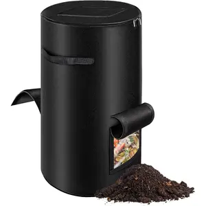34 Gallon Reusable Outdoor Compost Bin with Observation Window, Heavy Duty Nonwoven Fabric Compost Bucket for Garden Backyard Yard Waste, 1 Pack Black