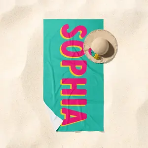 Swaddle and Nest, Personalized Beach Towel for Kids, Bright Colored Beach Towel, Custom Beach Towel, Tween Gifts, Cute Beach Towels, Kids Towel, Colorblock, Soft and Absorbent Cotton with Custom Name Option