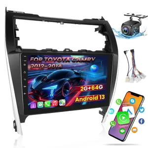 [2+64G] 10.1 inch Android 13 Car Radio for Toyota Camry 2012-2013-2014, with Wired CarPlay, Android Auto, AHD Backup Camera, HiFi Audio, Bluetooth, WiFi Hotspot, SWC, GPS Touch Screen Stereo