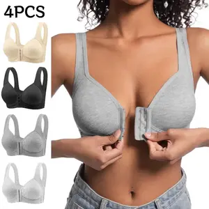 EssElegance  Adjustable Wireless Push Up Bra Women Front Closure Cross Back Seamless Side Support Comfortable Soft Breathable Lightweight Daily Wear Spring Summer Lingerie