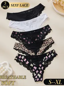 Women's Lace Underwear Set, Lingerie, Panties, Breathable Soft Comfort Design, Print, Multiple Styles Available (, Floral, Leopard, Butterfly), S-Xl, Breathable Lace Knicker