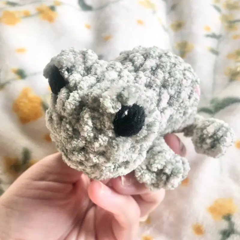 Forest green speckle Plump frog plush handmade