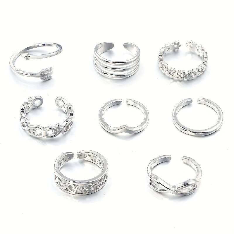 8PCS Adjustable Toe Rings for Women Open Toe Ring Knot Toe Ring Summer Beach Foot Jewelry