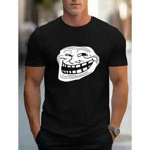 Funny Anime Hip Hop Cotton T-shirt Rage Comic Trollfac Short-Sleeved Awesome Tops Summer Pure Cotton Round Neck 6XL Men's Comfortable Everyday Wear