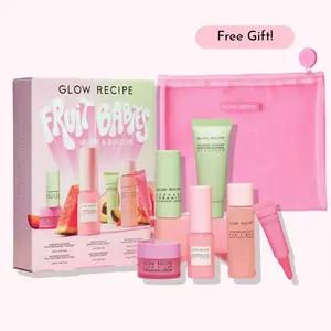 Glow Recipe Fruit Babies Bestsellers Kit, Avocado Ceramide Moisture Barrier Cleanser, Watermelon Glow PHA + BHA Pore-Tight Toner, Guava Vitamin C Bright-Eye Gel Cream, Radiance-Boosting Skincare Bundle
