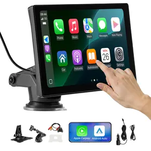 VEVOR Portable Radio Touch Screen Compatible with Apple CarPlay & Android Auto, CarPlay Screen with Backup Camera, Voice Control, Mirror Link, Bluetooth, GPS Navigation