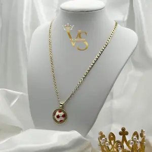 Valdes Luxury Kids Half Soccer Ball Pendant Necklace, 14K Gold Plated Chain, High Quality Everyday Wear