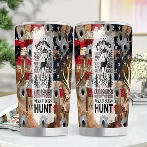 1pc 20oz Insulated Stainless Steel Hunting Cup with Deer Hunting Rules Design - Leakproof BPA-Free Thermal Mug, Double-Wall Vacuum Insulation for Hot/Cold Drinks, Camo Hunting Lanyard & Deer Silhouette - Ideal Gift for Hunters, Camping, Outdoor