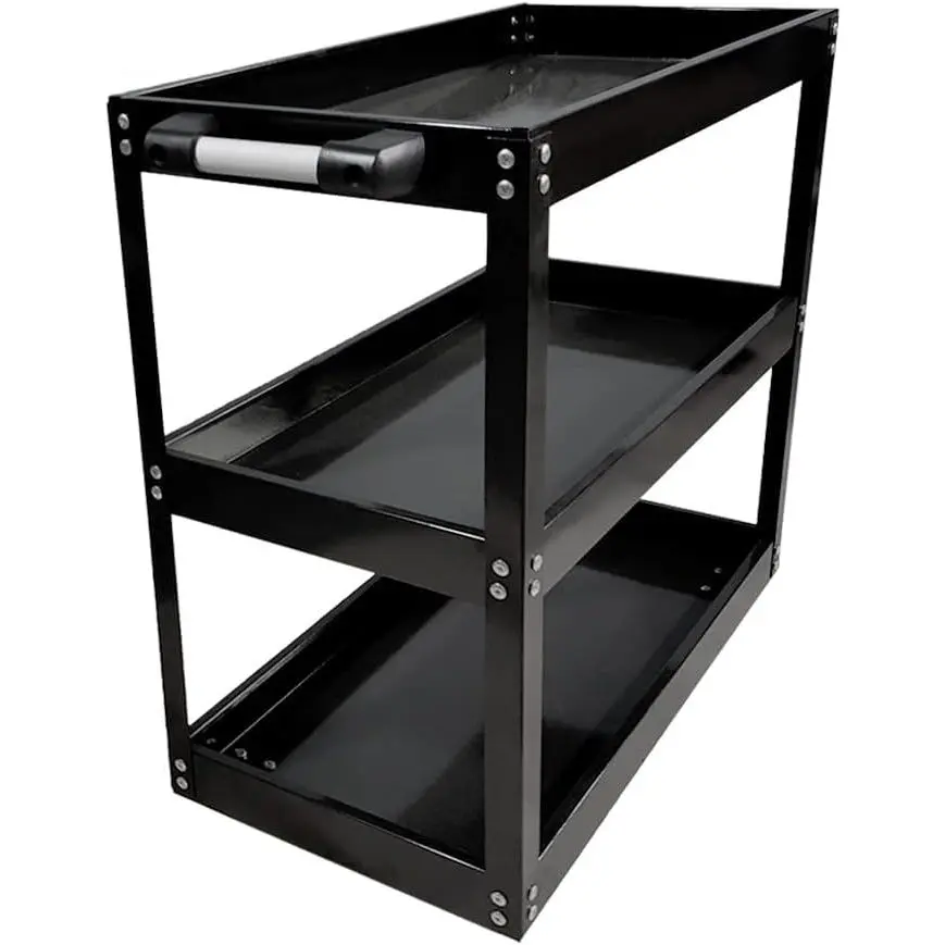 3 Tier Heavy Duty Metal Tool Cart with Wheels, Durable Tool Storage, Load Capacity Rolling Utility cart for Garage Storage, Office Spaces, & Kitchen Use