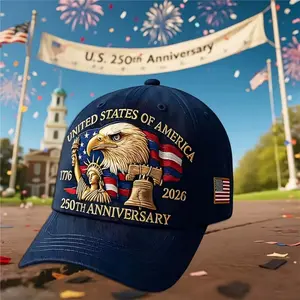 Unisex 250th Anniversary USA Patriotic Baseball Cap Lightweight Design Featuring a Bald Eagle And The 50 Stars with 13 Stripes, Inscribed with 1776-2026 Comfortable for All Seasons And Structured Fit Perfect Gift for History Lovers Patriotic Eve