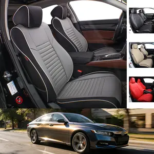 EKR Custom Fit Honda Accord Car Seat Covers (Fits 2008-2025 LX LX-P EX EX-L SE Sport SE Touring Hybrid) Full Leather Black Waterproof Stain-Resistant Easy Install All-Season Car Seat Protection Interior Upgrade 2-Year Warranty fathersdaygift