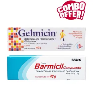 (2 PACK) Barmicil + Gelmicin - Compuesto Skincare Cream 40G - for Soothing and Comforting Skin Relief - Facial Healthcare Therapeutic Treatment Therapy supplements