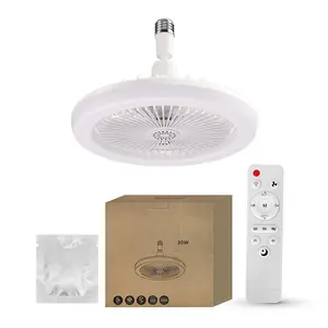 Modern Ceiling Fan Light with Remote Control, 10.2 Inch Quiet Design, E27 Socket, Three Speeds, Three Colors, Bedroom Living Room Kitchen Lighting, Ceiling Bulb Lamps