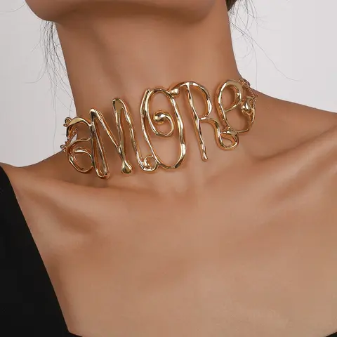 Exaggerated Letter Cool Necklace Retro Personality Fashionable Temperament Hip-Hop Style Necklace Irregular