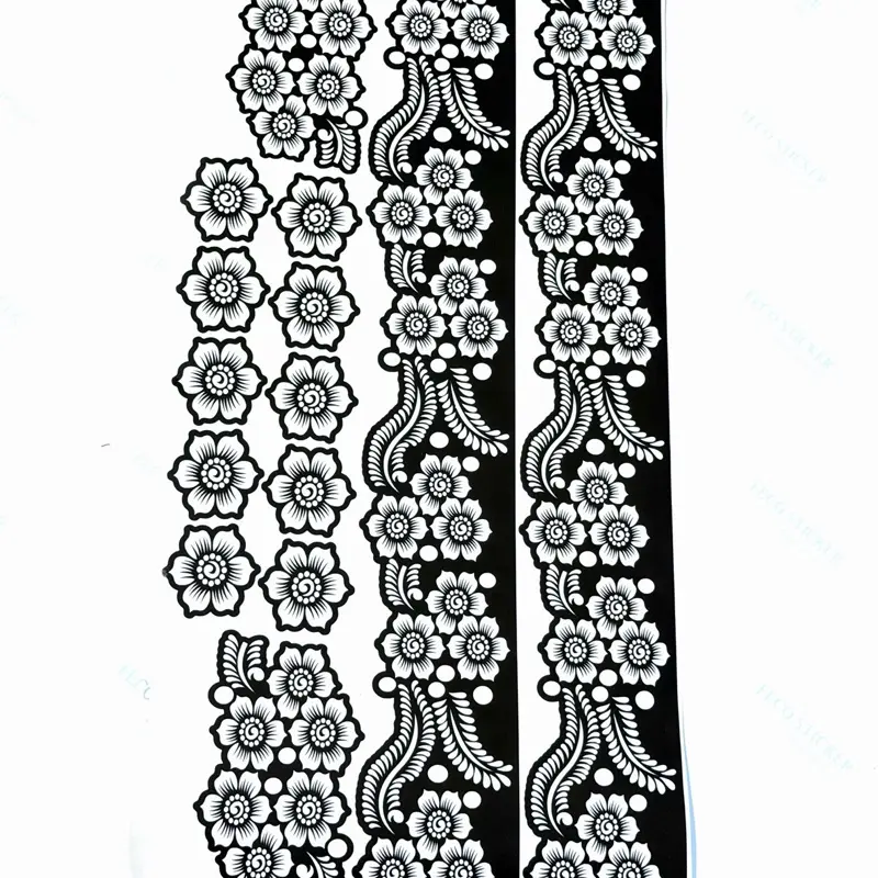 Glitter Henna Stencil Full Set - Paper Stickers for Palm, Feet, Fingers Designs, Temporary Tattoo Tools Suitable for All Skin Types