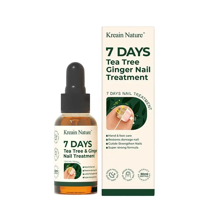 Kreain Nature Ginger Tea Tree Nail Care Solution, Gentle Nail Serum with Natural Plant Extracts for Thick-Looking, Discolored-Looking Nails, Daily Fingernail & Toenail Care