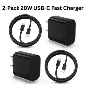 2-Pack 20W USB-C Fast Charger with 6FT Type-C to Lightning Cable – MFi Certified Wall Plug Power Adapter for iPhone 14 13 12 11 Pro Max & iPad