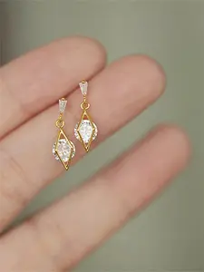Elegant Geometric Design Rhinestone Decorated Dangle Statement Earrings, 2024 New Trendy Ear Piercing Jewelry for Party, Daily Clothing Decor for Girl, High Quality Earrings
