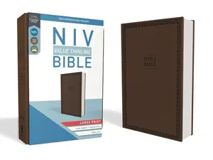 NIV, Value Thinline Bible, Large Print, Leathersoft, Brown, Comfort Print Imitation Leather – Large Print, November 21, 2017