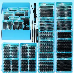 Mixed Length Individual False Eyelashes Kit, Individual Lash Extensions, Mega Volume False Eyelashes with Bond & Seal & Lash Remover & Tweezers & Brush, Eye Makeup Accessories, Cosmetic