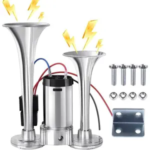 Upgraded 12V Air Horn Dual Trumpets, Super Loud Truck Train Horns Kit with Air Compressor for Any 12V SUV Motorcycle Trucks Pickup Lorries Trains Cars Boats,