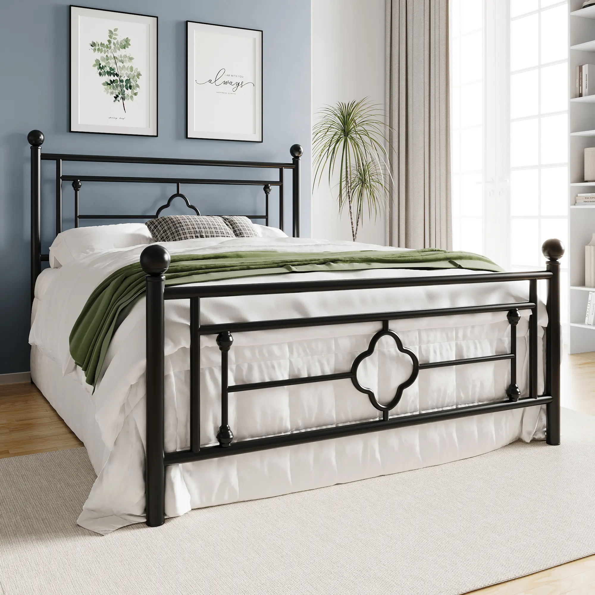 HOOMIC Metal Platform Bed Frame【Frame Only No Mattress】,Vintage Victorian Style,Wrought Iron Headboard and Footboard,No Box Spring Required,Twin/Full/Queen/King Size#TikTokShopDealsforYouDays#DealsforYouDays#Summervibes#Summergarden